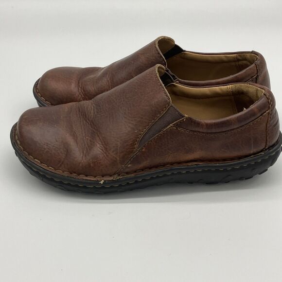 Cabelas Leather Loafers Womens 8.5 M Brown Slip On Clog Comfort Casual Shoes - Picture 7 of 11